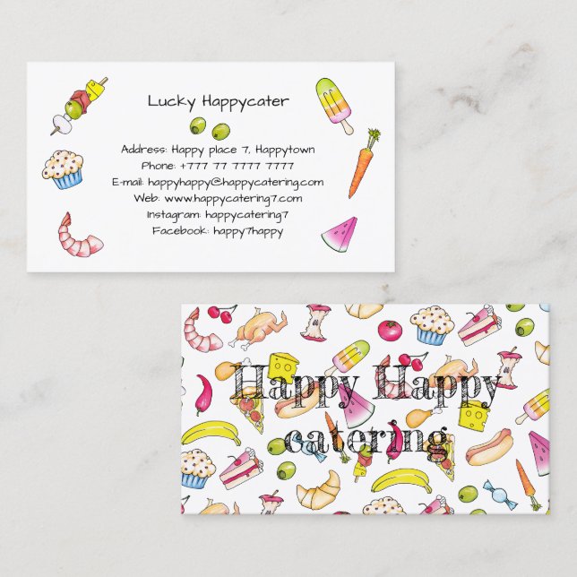 Tarjeta De Visita Catering Restaurant Event Planner Grocery shop (Anverso / Reverso)