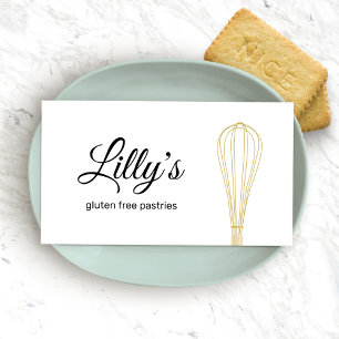 Tarjeta De Visita Caterir de panadería Gold Whisk Chef