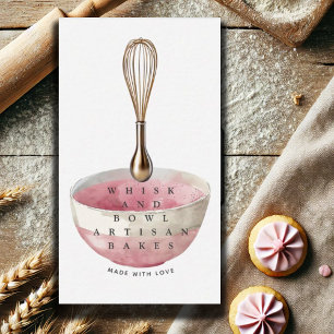 Tarjeta De Visita Caterir del chef de panadería rosa Gold Whisk