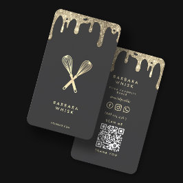 Tarjeta De Visita Caterir pastelería de Whisk Gold Drip Moderno