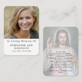 Tarjeta De Visita  Catholic Divine Mercy Jesus Funeral Prayer Card