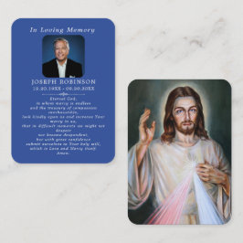 Tarjeta De Visita Catholic Jesus Divine Mercy Blue Prayer Card