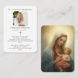 Tarjeta De Visita Catholic Virgin Mary Religious Funeral Prayer Card