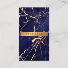 Tarjeta De Visita Catina Blue Navy Grungy Gold Marble Vip3