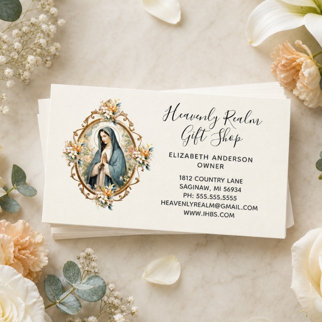 Tarjeta De Visita Católica Virgen María Religiosa Cristiana (Subido por el creador)