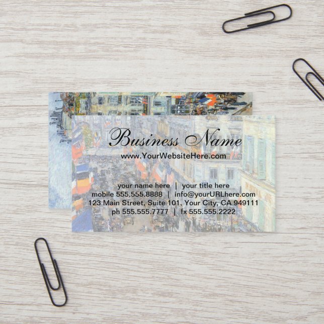 Tarjeta De Visita Catorce de Julio, Rue Daunou de Childe Hassam (Anverso/Reverso In Situ)