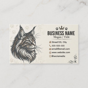 Tarjeta De Visita Cattery Personalizado de Elegantes Maine Coon