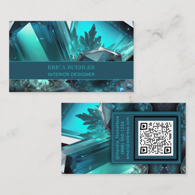 Tarjeta De Visita Caverna Criptonita Resumen Hielo Aquamarino Crysta (Anverso / Reverso)