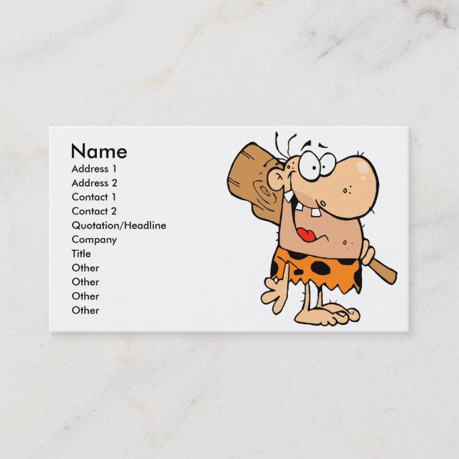 Tarjeta De Visita cavernícola personalizado con club (Anverso)