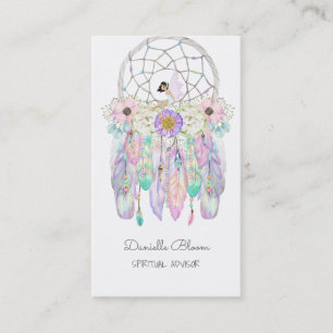 Tarjeta De Visita Cazador de sueños de hadas Boho Flechas Plumas