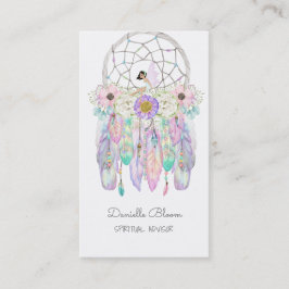 Tarjeta De Visita Cazador de sueños de hadas Boho Flechas Plumas