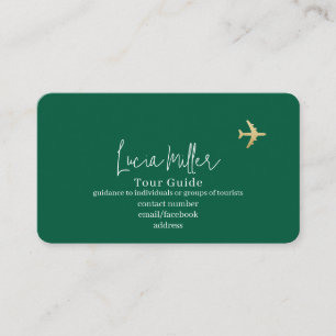 Tarjeta De Visita Cazador de verde turquesa para viaje y turismo
