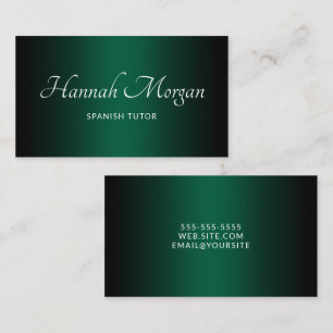 Tarjeta De Visita Cazador negro Verde Ombre Elegante Script