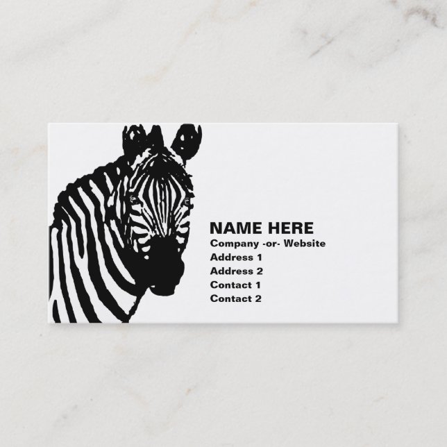 Tarjeta De Visita cebra. (Anverso)