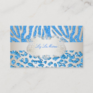 Tarjeta De Visita Cebra azul PixDezines/leopardo/champán