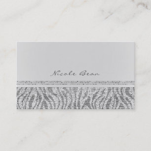 Tarjeta De Visita Cebra Blanca Brillo Lentejuelas Glam Chic Moderno