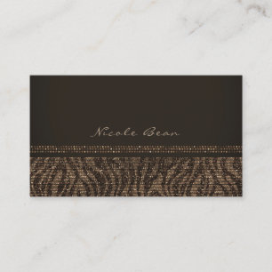 Tarjeta De Visita Cebra Brillante Marrón Dorado Glam Chic Elegante B