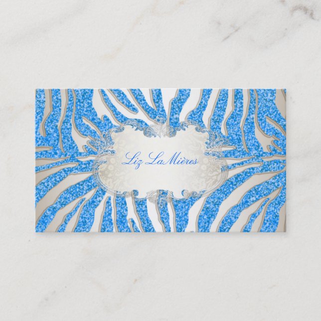 Tarjeta De Visita Cebra/champán azul de PixDezines (Anverso)