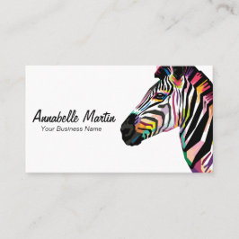 Tarjeta De Visita Cebra de arte pop colorido