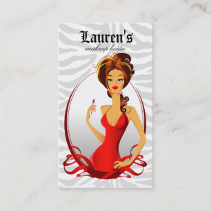 Tarjeta De Visita Cebra del rojo del lápiz labial de los labios N