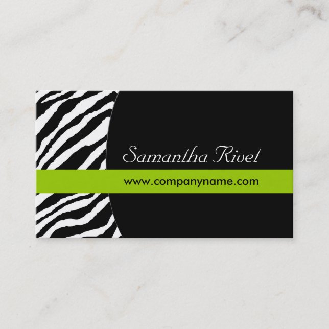 Tarjeta De Visita Cebra elegante BusinessCards:: {Horizontal} (Anverso)
