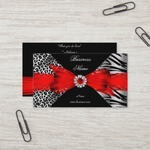Tarjeta De Visita Cebra elegante leopardo negro rojo