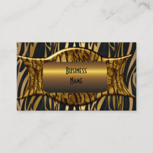 Tarjeta De Visita Cebra Negro Oro Elegante Negocios
