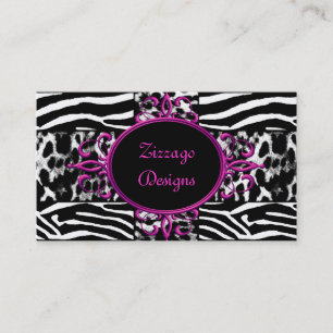 Tarjeta De Visita Cebra Rosa Fucsia Negro Blanco Leopardo Raya Cebra
