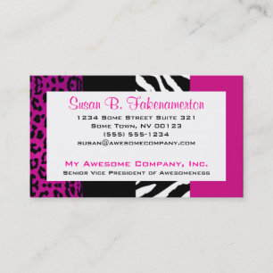 Tarjeta De Visita Cebra y leopardo del estampado de animales de las