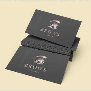 Tarjeta De Visita Cejas Rosa Dorado Gris Oscuro
