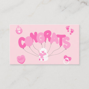Tarjeta De Visita Celebra a tu Chica de Recién nacido con un agradec