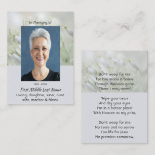 Tarjeta De Visita Celebración Cristiana de la Vida Flores de Galanth
