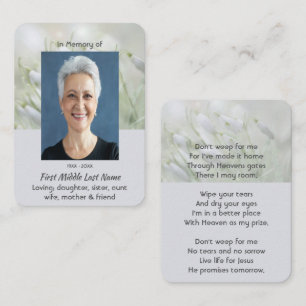 Tarjeta De Visita Celebración Cristiana de la Vida Flores de Galanth