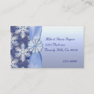Tarjeta De Visita Celebración del Copo de Nieve Azul Cristal