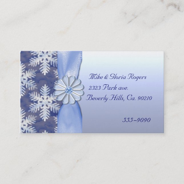 Tarjeta De Visita Celebración del Copo de Nieve Azul Cristal (Anverso)