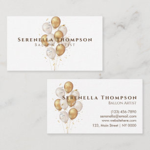 Tarjeta De Visita Celebración minimalista Balón elegante Oro Blanco