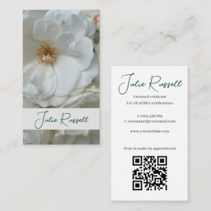Tarjeta De Visita Celebrante de Boda Simple Floral Blanco