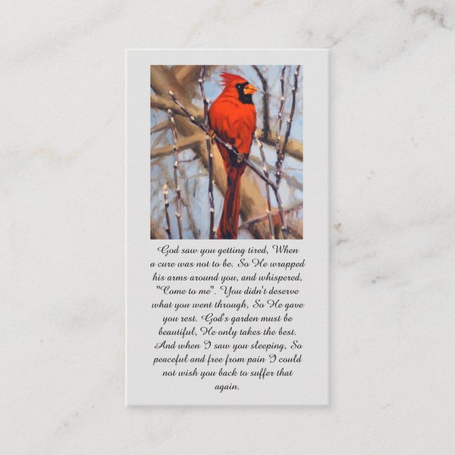 Tarjeta De Visita Celebration of Life Oil Cardinal Sympathy Card (Anverso)