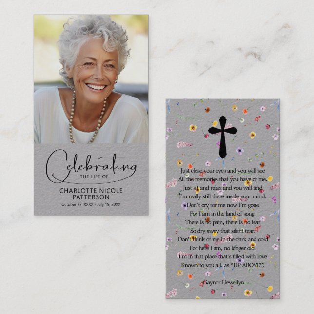 Tarjeta De Visita Celebration of Life Photo Bookmark Prayer Card (Anverso / Reverso)