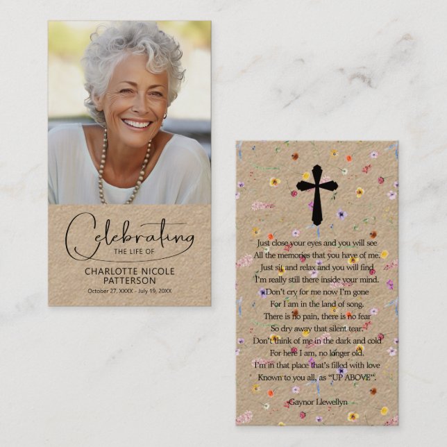 Tarjeta De Visita Celebration of Life Photo Bookmark Prayer Card (Anverso / Reverso)