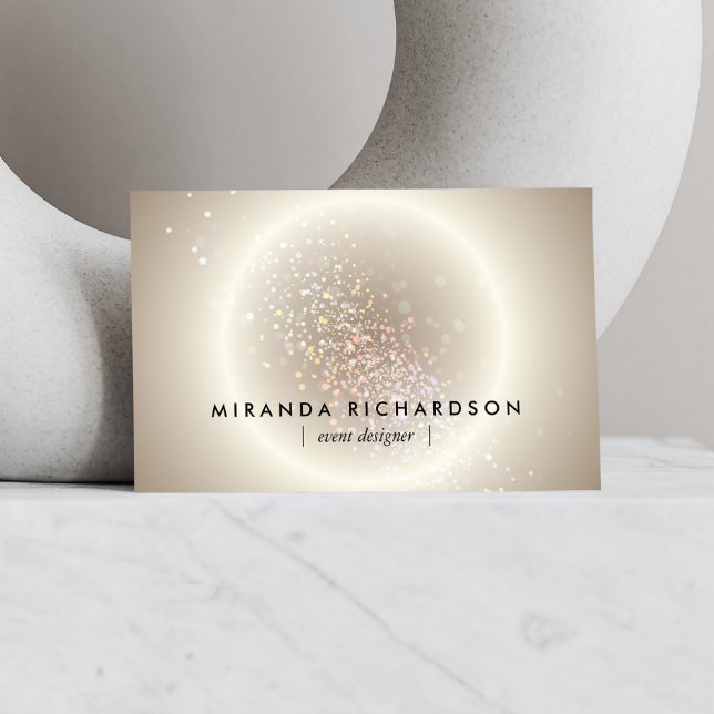 Tarjeta De Visita Celestial Confetti Glow Gold (Subido por el creador)