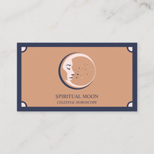Tarjeta De Visita Celestial Espiritual Moon Stars Astrología Boho (Anverso)