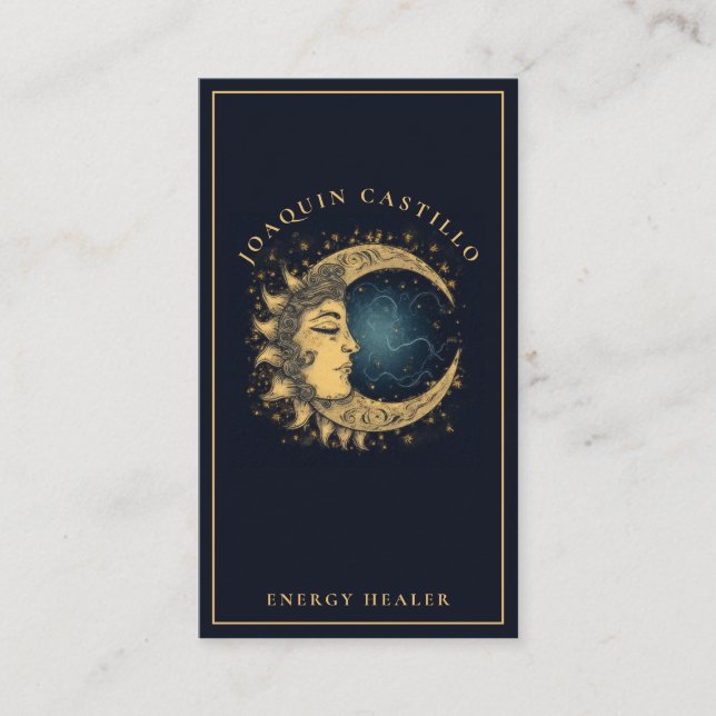 Tarjeta de visita Celestial Gold Black Elegant (Anverso)