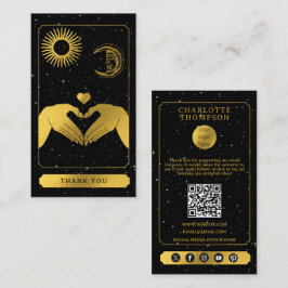 Tarjeta De Visita Celestial Tarot Hairdresser Black Gold Gracias