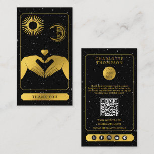 Tarjeta De Visita Celestial Tarot Hairdresser Black Gold Gracias