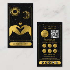 Tarjeta De Visita Celestial Tarot Hairdresser Black Gold Gracias