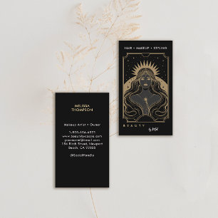 Tarjeta De Visita Celestial Tarot Místico Moderno Elegante Oro Negro
