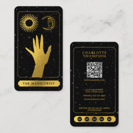 Tarjeta De Visita Celestial Tarot Sun Moon Nail Technician Gold