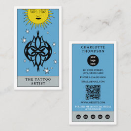 Tarjeta De Visita Celestial Tarot Sun Tattoo Artist Piercer Logo
