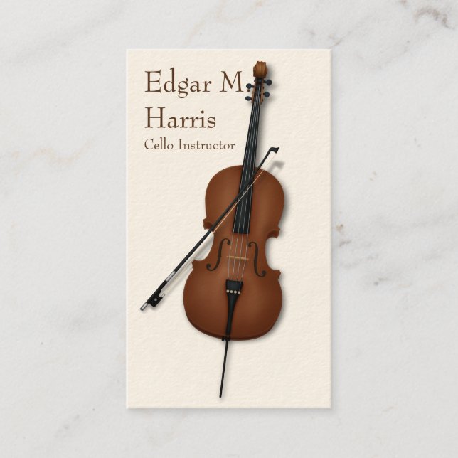 Tarjeta De Visita Cello & Bow Classical Musician Premium (luz) (Anverso)